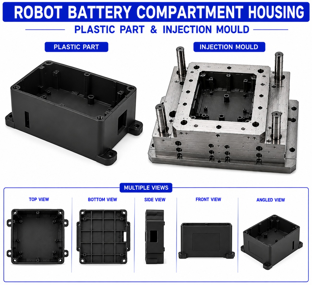 Robot Plastic Battery Compartment Housing Mould and Moulding Services